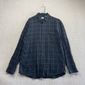 Uniqlo Plaid Green / Blue Oxford Shirt Men’s M  Flannel Shirt Preppy Outdoors
